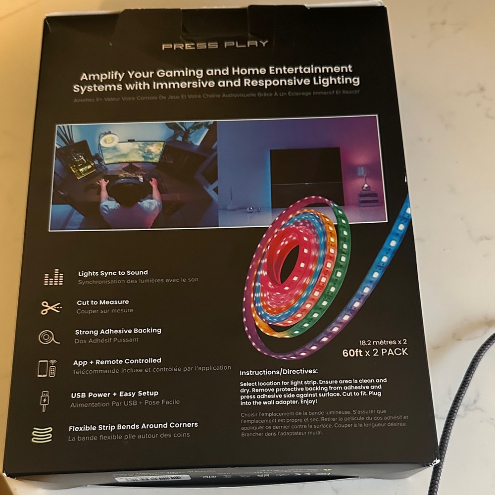 Sound Reactive RGB LED Light Strip NWOT - Picture 2 of 6